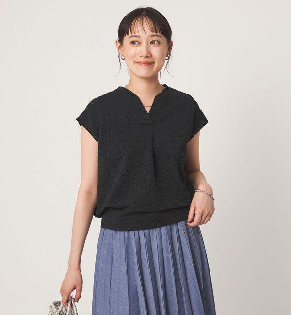 UNITED ARROWS green label relaxing「サッカー タック フレンチスリーブ カットソー UVカット」|Tシャツ・カットソー|BLACK