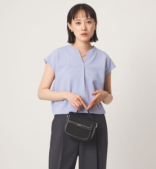 UNITED ARROWS green label relaxing「サッカー タック フレンチスリーブ カットソー UVカット」|Tシャツ・カットソー|LT.BLUE