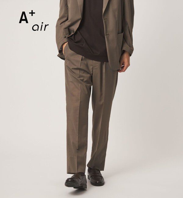 UNITED ARROWS green label relaxing「A+ air TWトロピカル 無地 リラックス イージー 1プリーツ セットアップ パンツ スラックス -ウォッシャブ」|スラックス|MD.BROWN