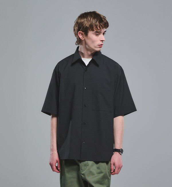 UNITED ARROWS green label relaxing「Dot Air ボックス レギュラーカラー 半袖 シャツ -ストレッチ-」|シャツ・ブラウス|BLACK
