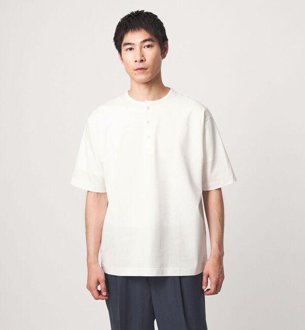 UNITED ARROWS green label relaxing「クリア MVS ヘンリーネック 半袖 Tシャツ」|Tシャツ・カットソー|WHITE