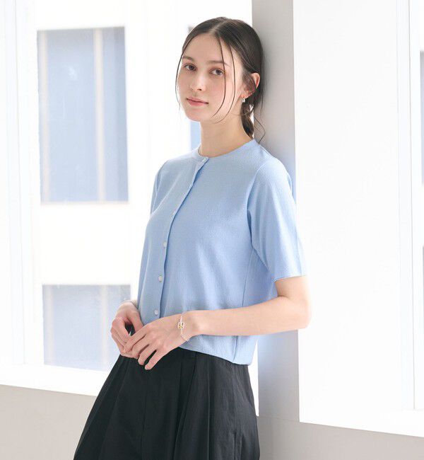BEAUTY&YOUTH UNITED ARROWS「【WEB限定】ラメ ショートスリーブカーディガン」|カーディガン|LT.BLUE