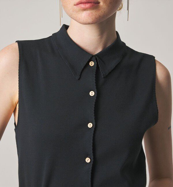 STEVEN ALAN「＜Steven Alan＞コットン ポロカラー ノースリーブ トップス」|Tシャツ・カットソー|