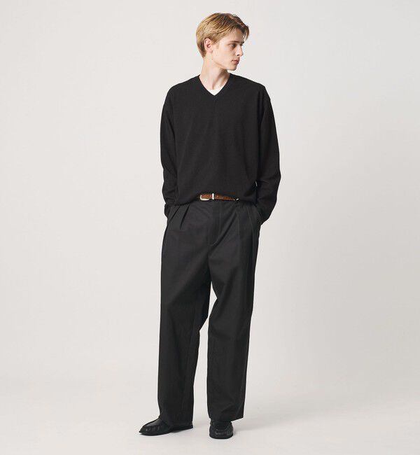 BEAUTY&YOUTH UNITED ARROWS「KNITEE フェザー コットン Vネック ニット Tシャツ ウォッシャブル」|ニット・セーター|
