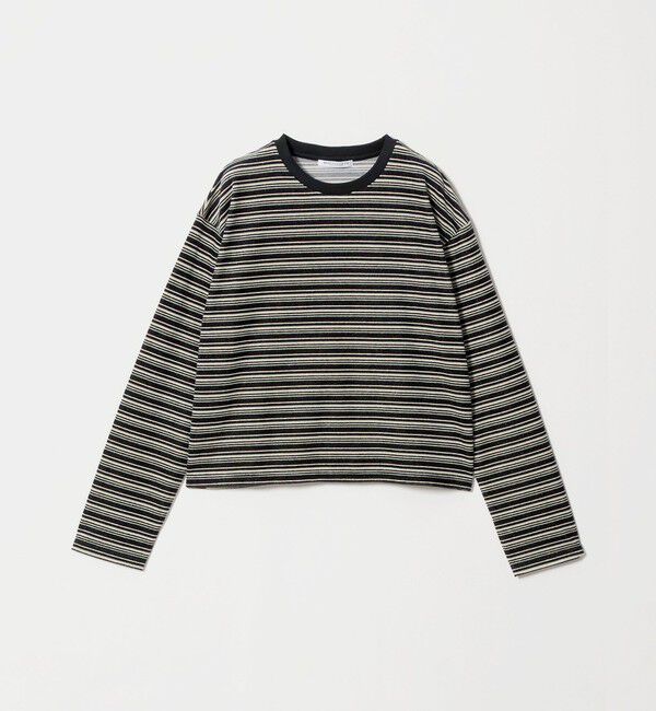 BEAUTY&YOUTH UNITED ARROWS「ベロアボーダー ロングスリーブ Tシャツ」|Tシャツ・カットソー|BLACK