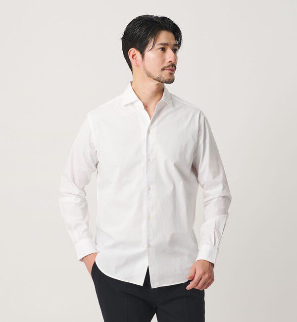 BEAUTY&YOUTH UNITED ARROWS「【WEB限定 WARDROBE SMART】コットン ワイドカラー スキッパー シャツ」|シャツ・ブラウス|