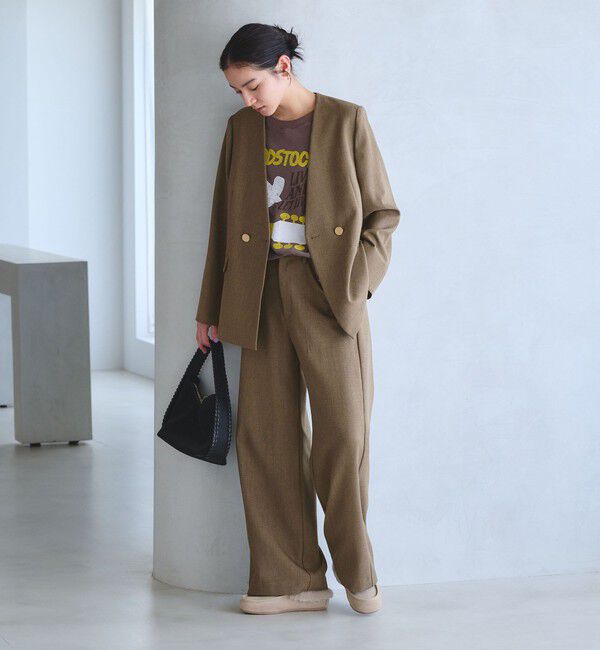 BEAUTY&YOUTH UNITED ARROWS「【WEB限定 Wardrobe DAILY MINIMAL】メランジ ステッチワイドパンツ ウォッシャブル」|スラックス|