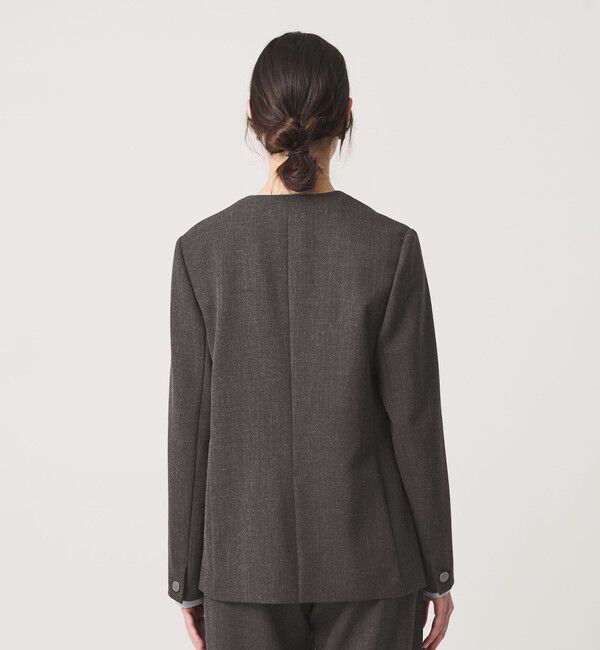 BEAUTY&YOUTH UNITED ARROWS「【WEB限定 Wardrobe DAILY MINIMAL】メランジ ダブルノーカラージャケット ウォッシャブル」|ノーカラージャケット|