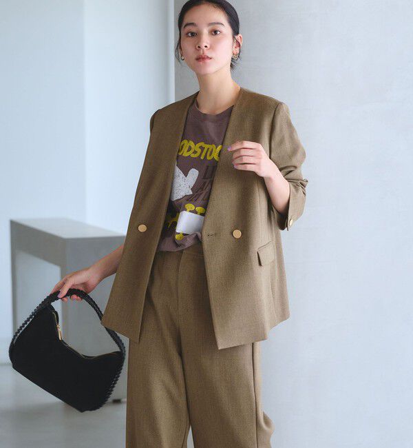 BEAUTY&YOUTH UNITED ARROWS「【WEB限定 Wardrobe DAILY MINIMAL】メランジ ダブルノーカラージャケット ウォッシャブル」|ノーカラージャケット|