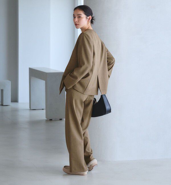 BEAUTY&YOUTH UNITED ARROWS「【WEB限定 Wardrobe DAILY MINIMAL】メランジ ダブルノーカラージャケット ウォッシャブル」|ノーカラージャケット|