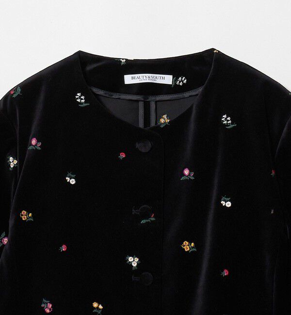 BEAUTY&YOUTH UNITED ARROWS「ベロア エンブロイダリー ノーカラージャケット」|ノーカラージャケット|