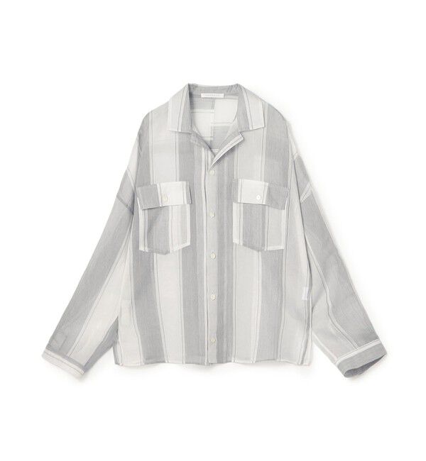 GALERIE VIE「コットンシルクオーガンジー オープンカラーシャツ」|シャツ・ブラウス|14 グレー系