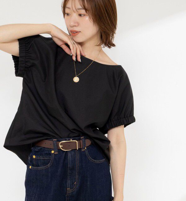 NOLLEY'S「《セットアップ対応》ウォッシャブルエクセルテックタンブラーギャザーフレンチスリーブブラウス」|シャツ・ブラウス|