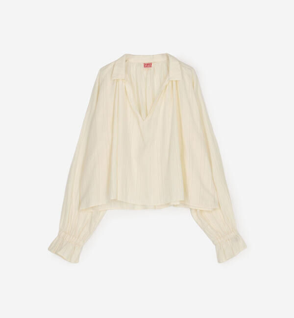  「INDIA INDUSTRY | コットン 長袖スキッパーシャツ WOMEN」|シャツ・ブラウス|IVORY