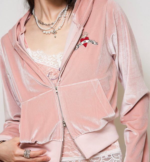  「【26AW LOOK掲載品番】ベロアインクドチビパーカー」|パーカー|ピンク