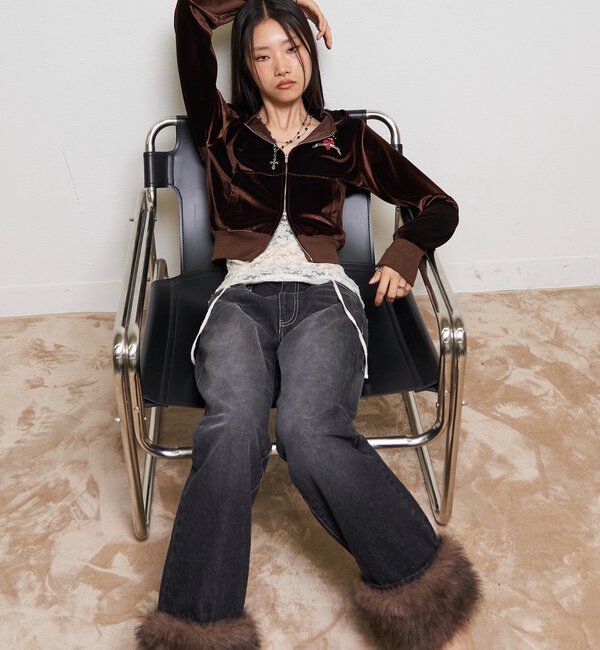  「【26AW LOOK掲載品番】ベロアインクドチビパーカー」|パーカー|