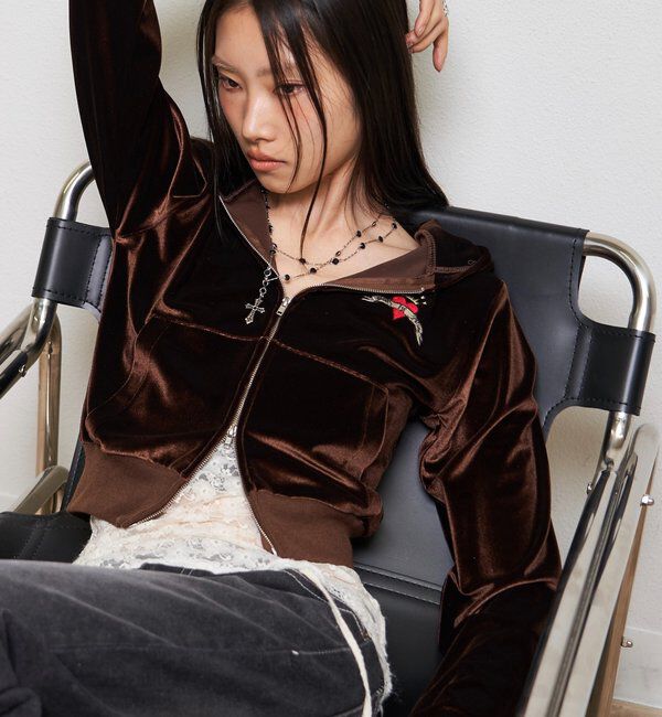  「【26AW LOOK掲載品番】ベロアインクドチビパーカー」|パーカー|ブラウン