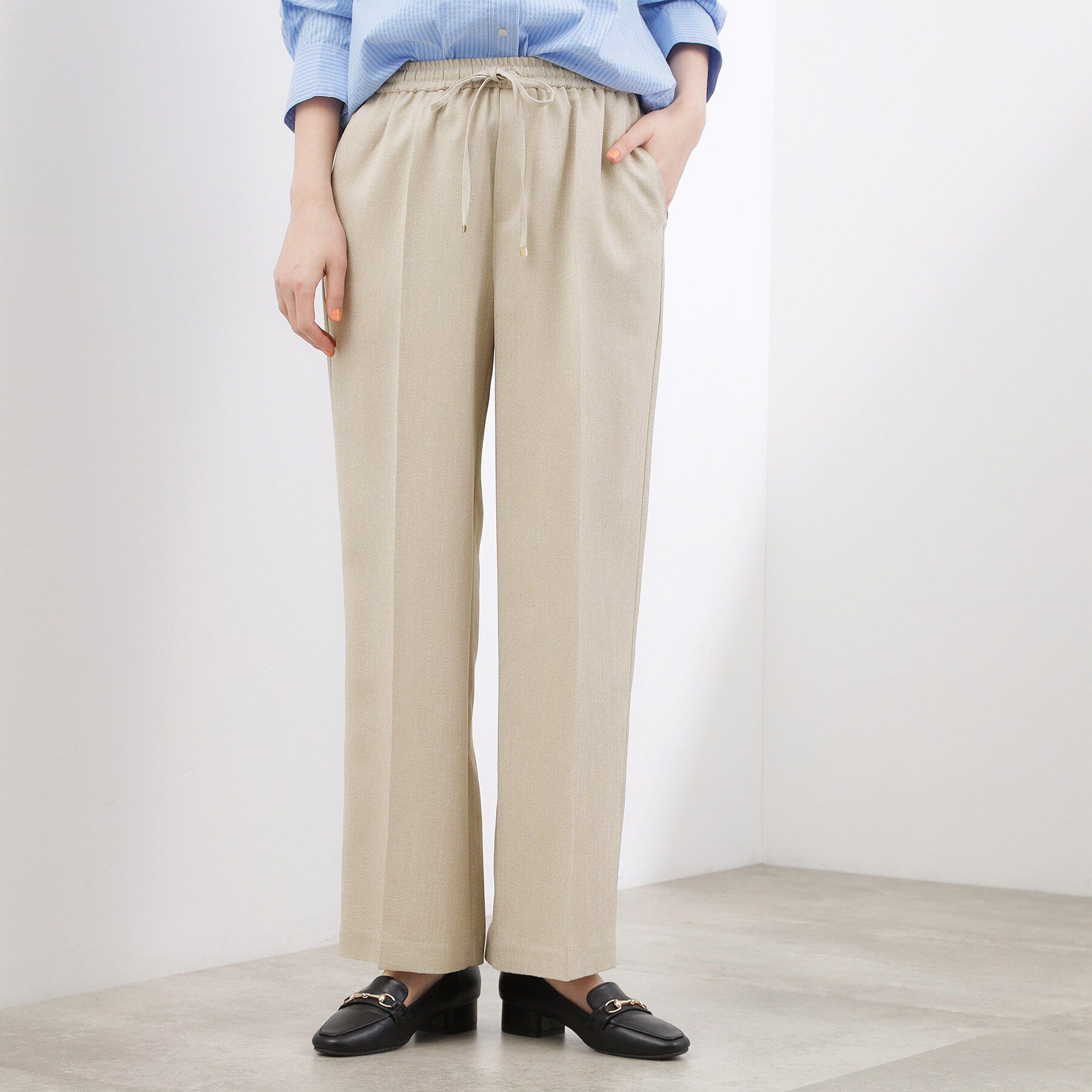 grove「高評価！【貴島明日香さん着用・カセット服】リネンライクソフトフレアパンツ」|その他|ベージュ(052)