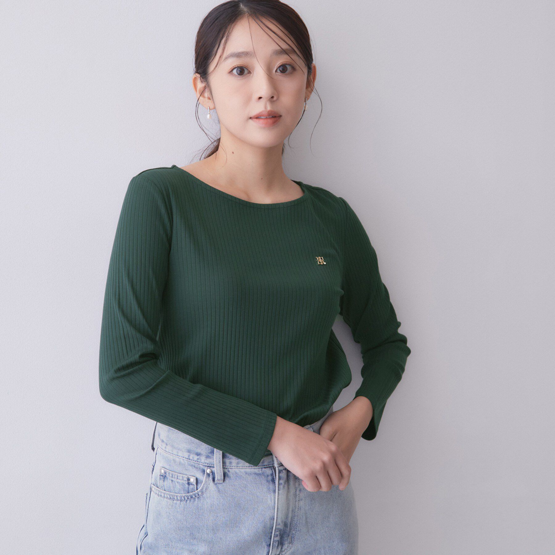 index「【接触冷感／UVケア】テレコボートネックトップス《洗濯機OK》」|Tシャツ・カットソー|