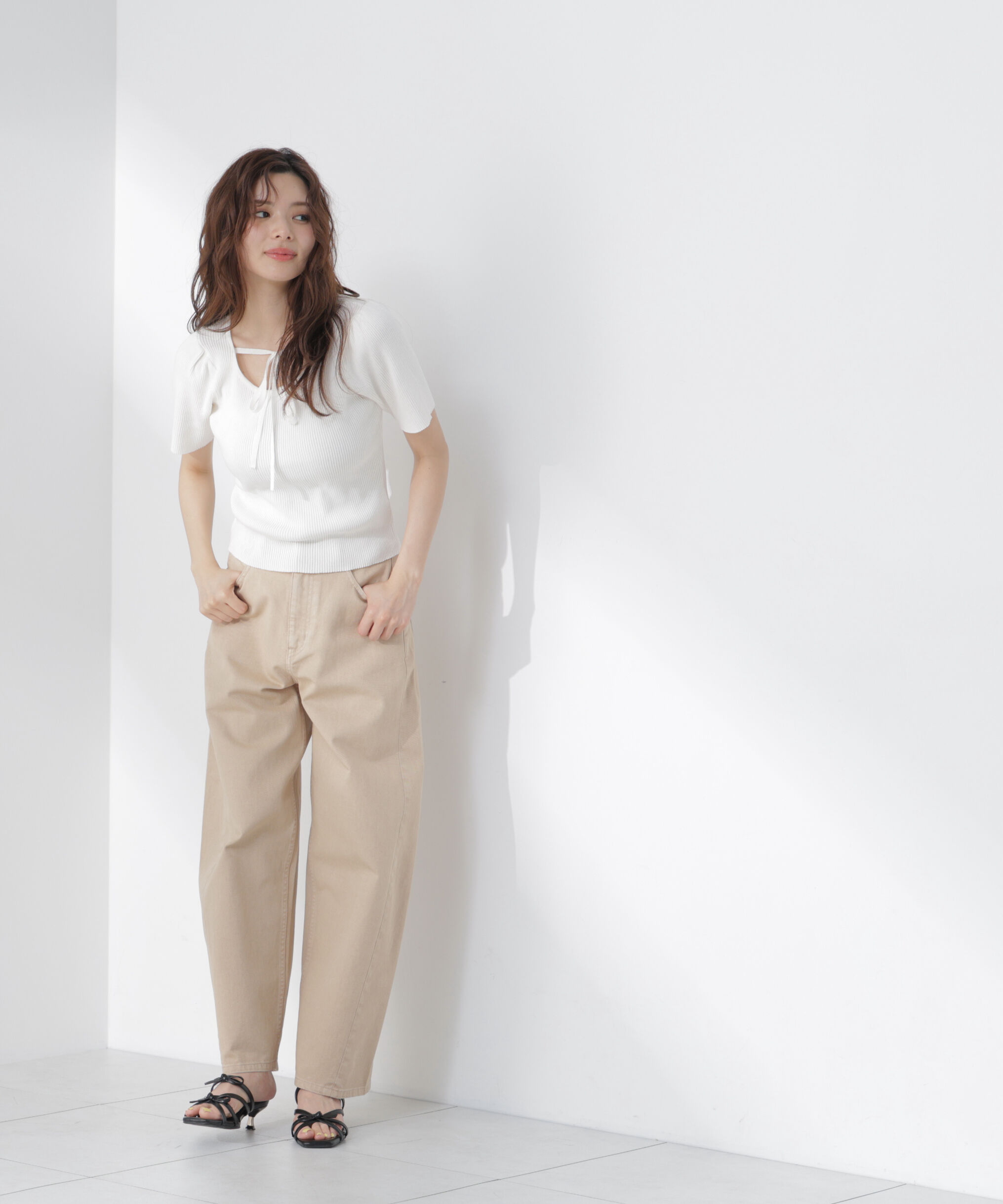 PROPORTION BODY DRESSING「前後2wayストラップラウンドリブニット」|ニット・セーター|
