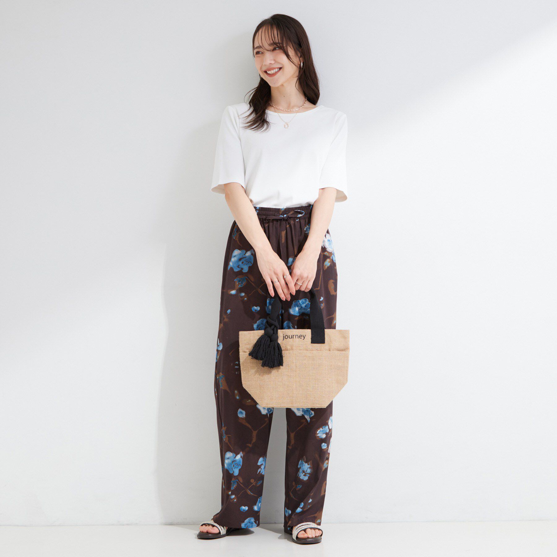 SHOO･LA･RUE「【前後2WAY/S-LL/洗濯機可】着回しやすい 5分袖テレコトップス」|Tシャツ・カットソー|