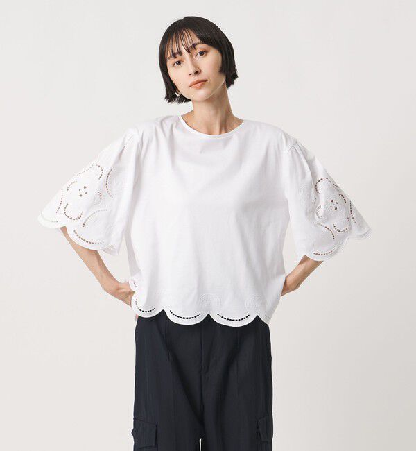 UNITED ARROWS「エンブロイダリー スカラップ Tシャツ」|Tシャツ・カットソー|