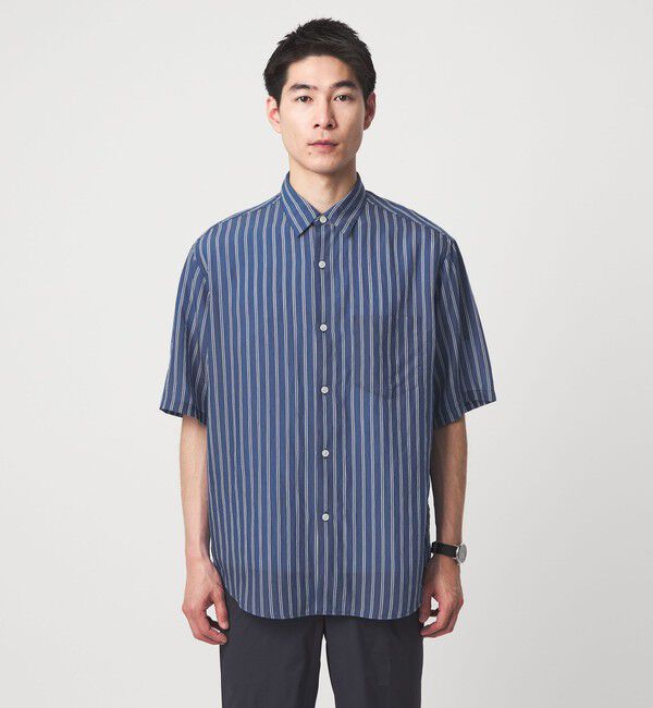 UNITED ARROWS green label relaxing「フィブリル ストライプ ジャストルーズ 半袖 シャツ」|シャツ・ブラウス|