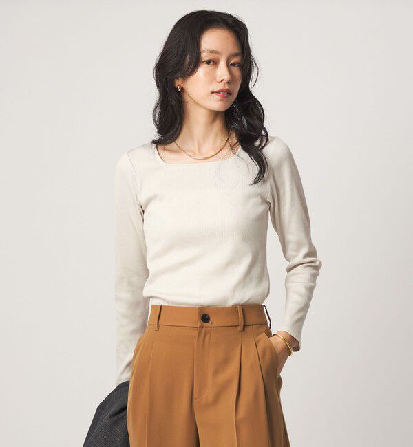 UNITED ARROWS green label relaxing「ブライトリブ スクエアネック ロングスリーブ カットソー」|Tシャツ・カットソー|NATURAL