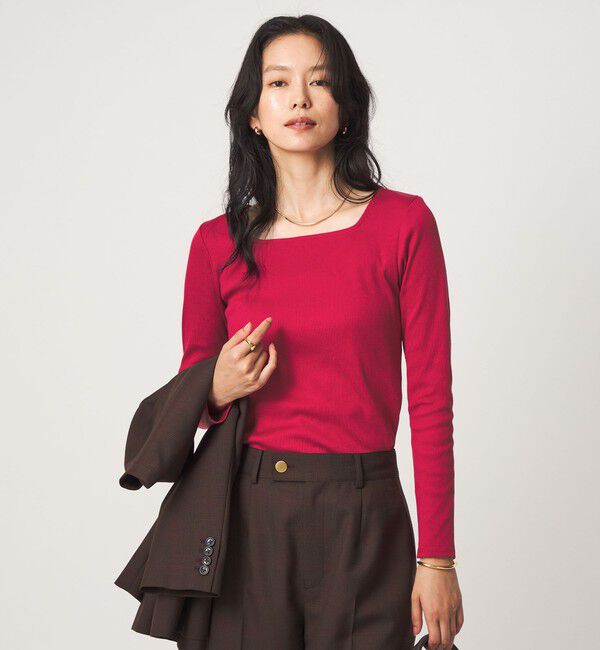 UNITED ARROWS green label relaxing「ブライトリブ スクエアネック ロングスリーブ カットソー」|Tシャツ・カットソー|