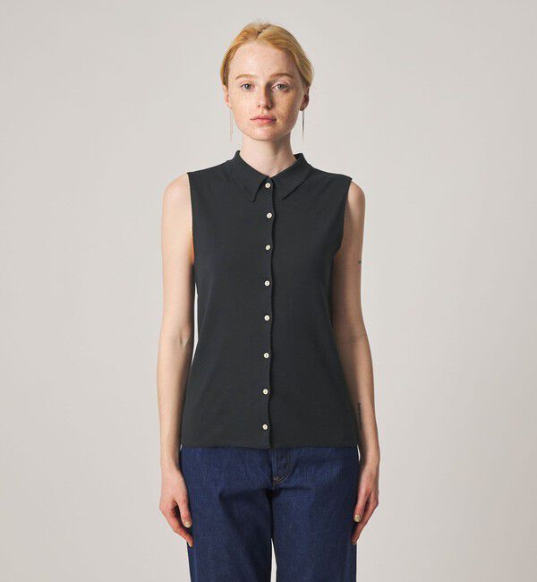 STEVEN ALAN「＜Steven Alan＞コットン ポロカラー ノースリーブ トップス」|Tシャツ・カットソー|