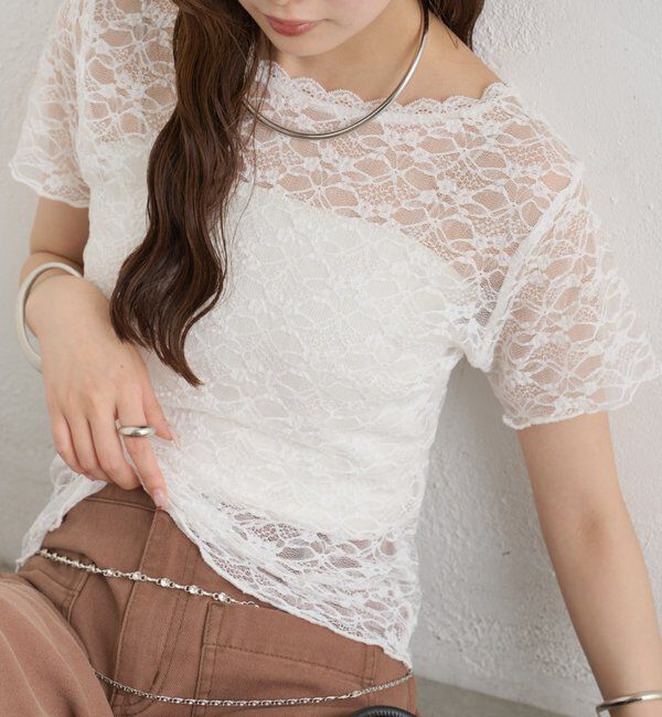  「レースメローフレンチT」|Tシャツ・カットソー|