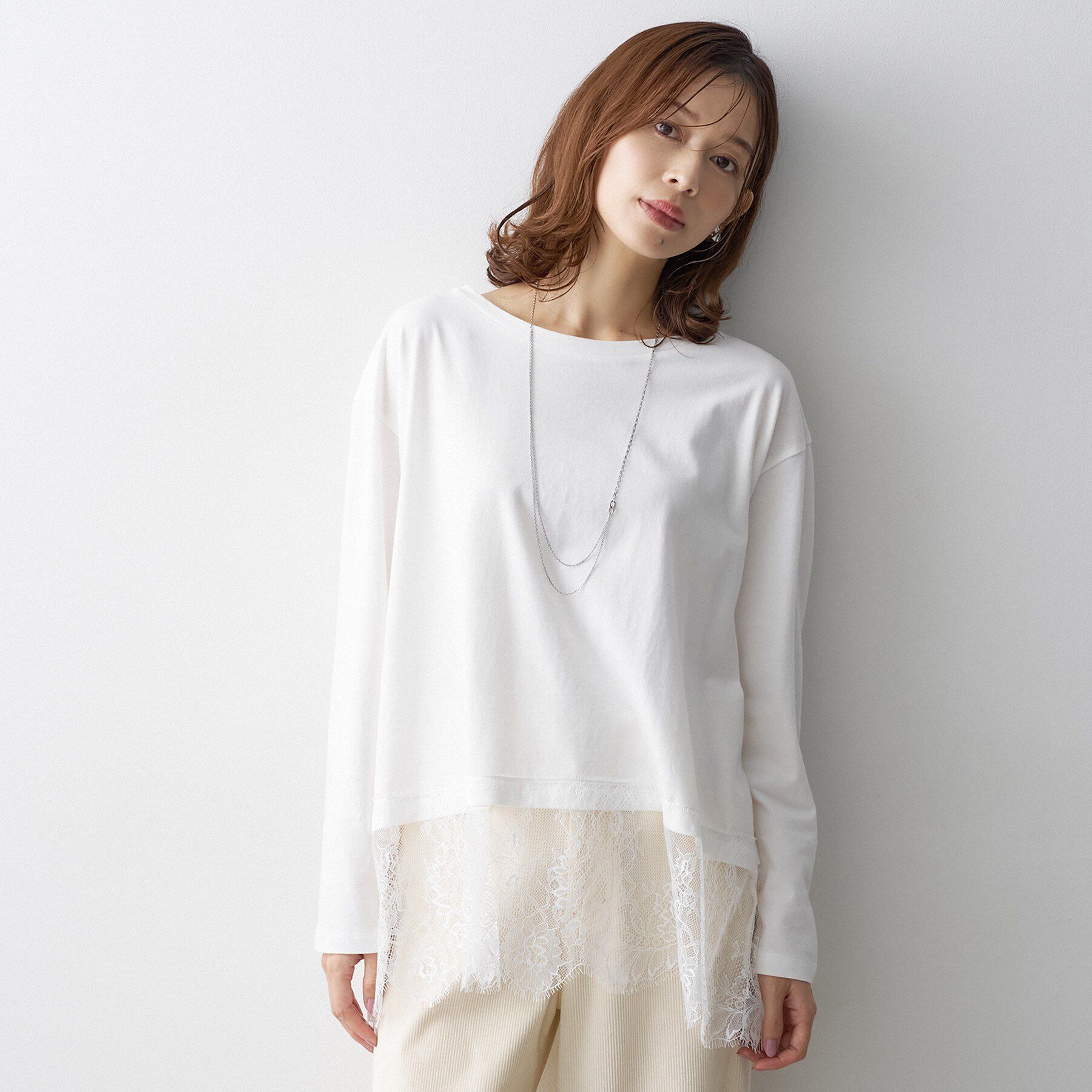 UNTITLED「レースドッキングプルオーバー」|Tシャツ・カットソー|