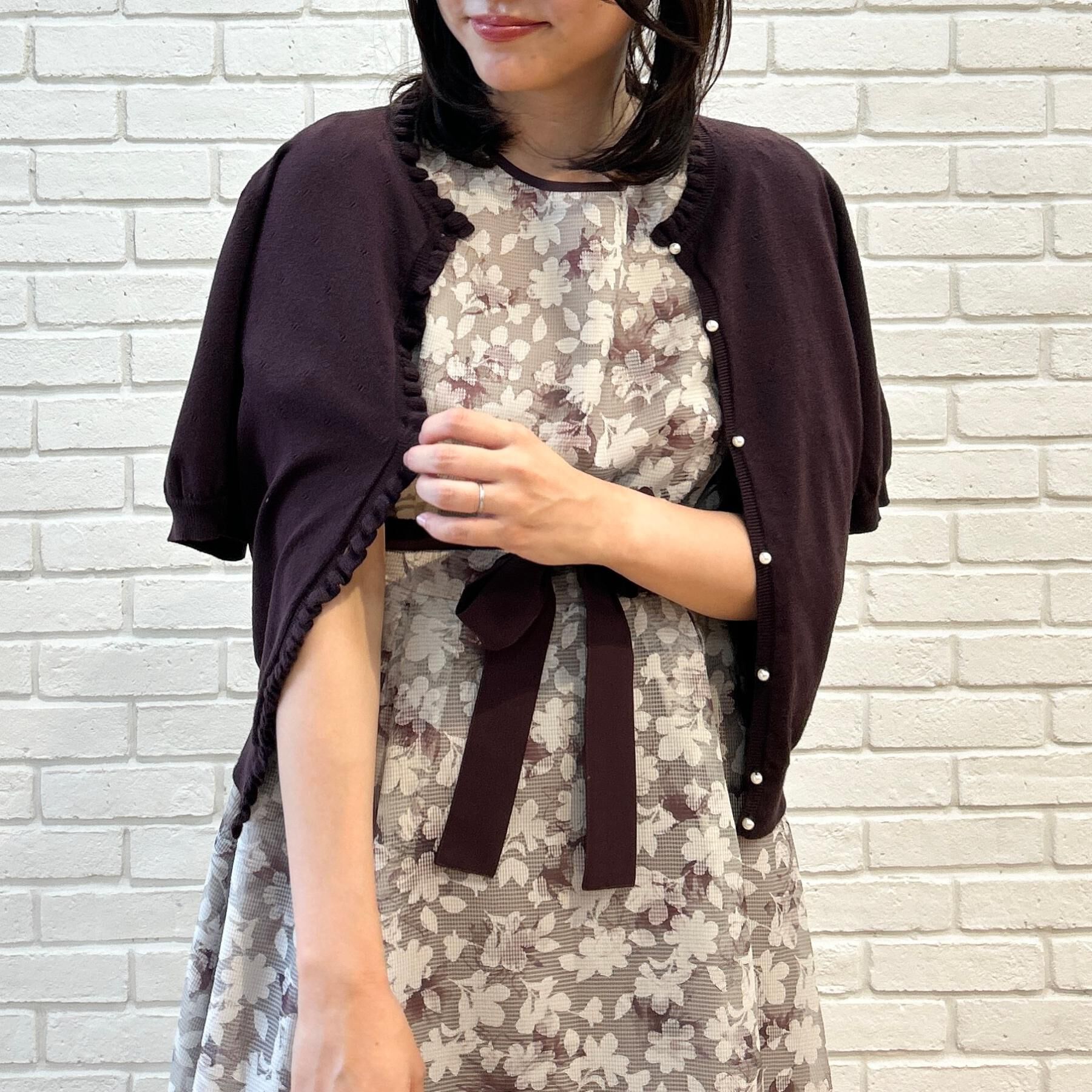 Couture broach「【一枚で華やかに着映える】オパールチェック花柄ワンピース【洗濯機可】」|ワンピース|