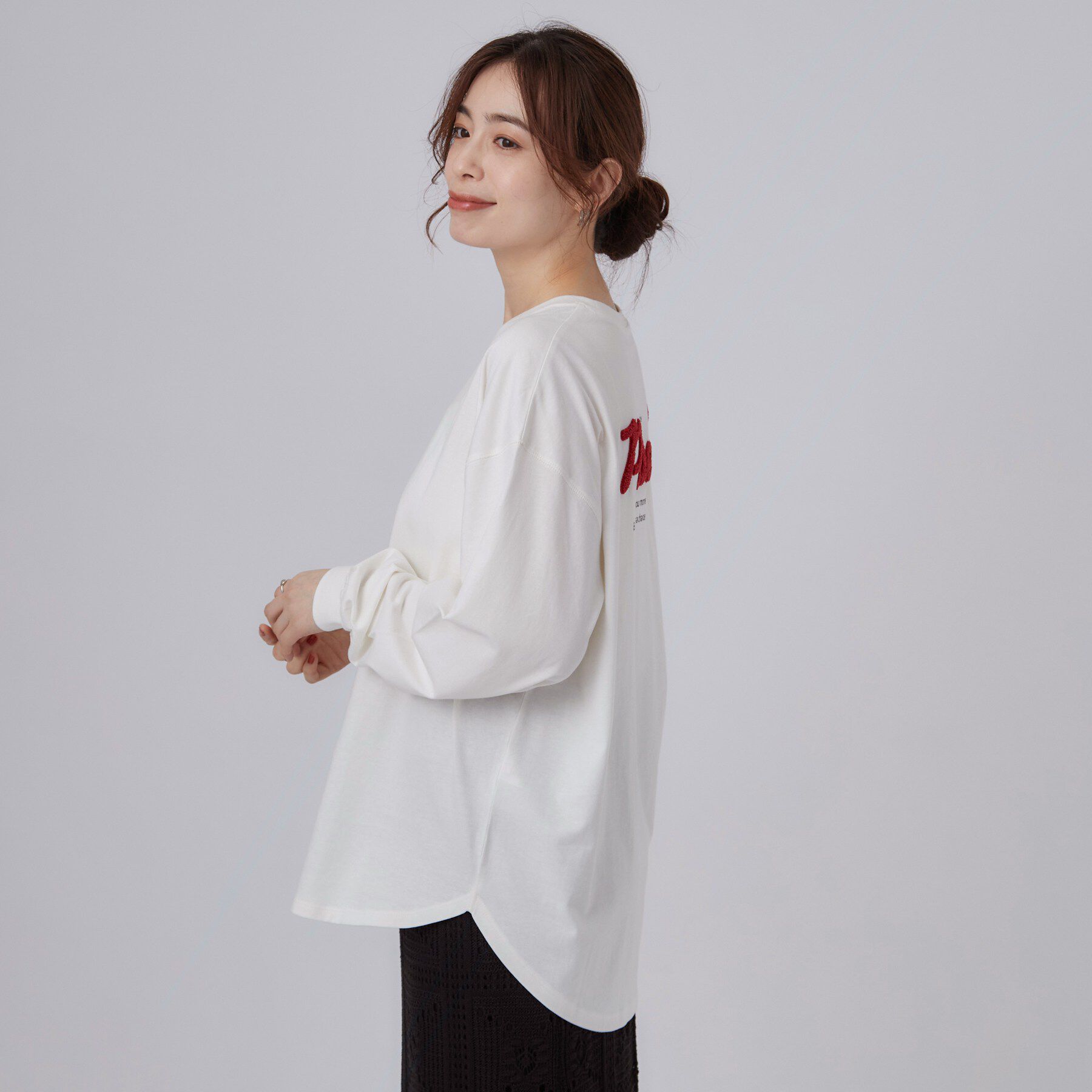 SHOO･LA･RUE「【選べる4柄/体型カバー】ゆるっと着られる BIGロンT」|Tシャツ・カットソー|