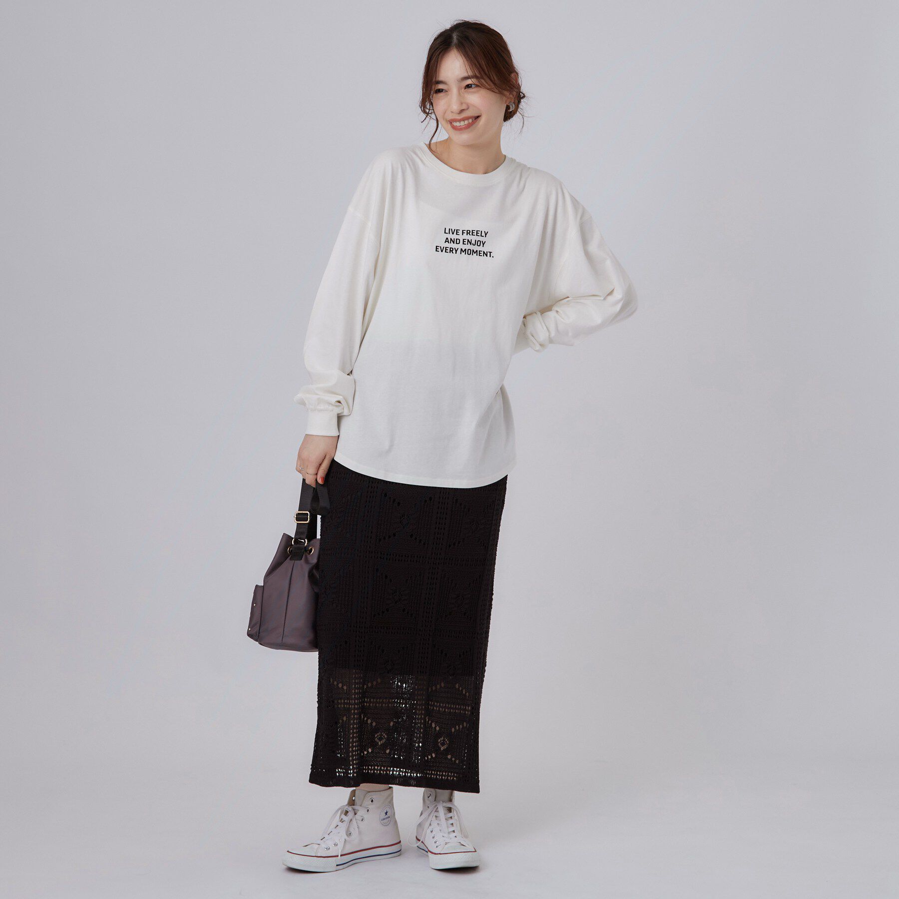 SHOO･LA･RUE「【選べる4柄/体型カバー】ゆるっと着られる BIGロンT」|Tシャツ・カットソー|