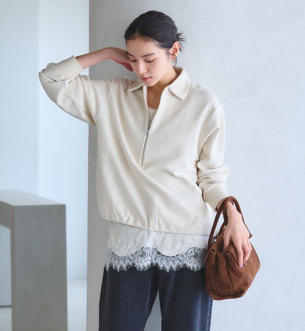 BEAUTY&YOUTH UNITED ARROWS「【WEB限定 Wardrobe DAILY MINIMAL】ダンボールジャージー ハーフジッププルオーバー」|Tシャツ・カットソー|OFF WHITE