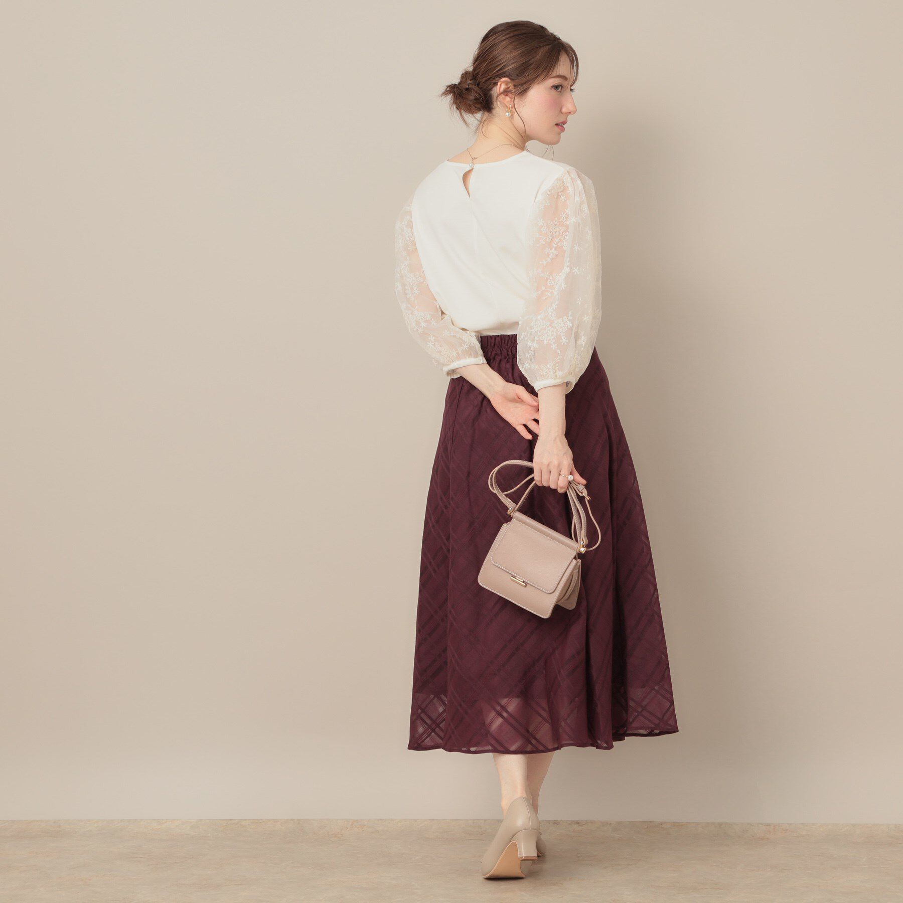 Couture broach「【接触冷感・UVカット・マシンウォッシャブル】袖レースドッキングカットソー」|Tシャツ・カットソー|