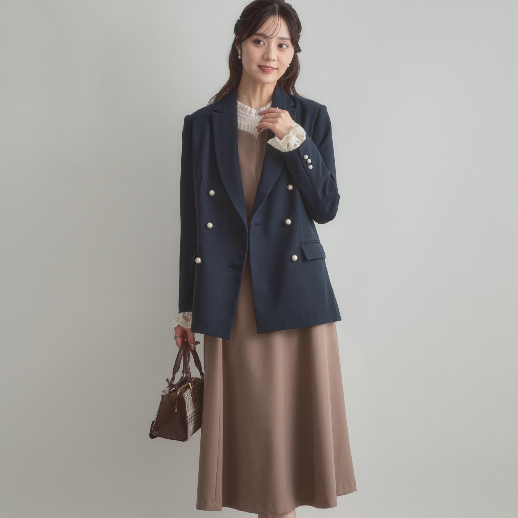 Couture broach「【高見え・きれいめ・通勤】レースカフス パール調釦テーラードジャケット」|テーラードジャケット|