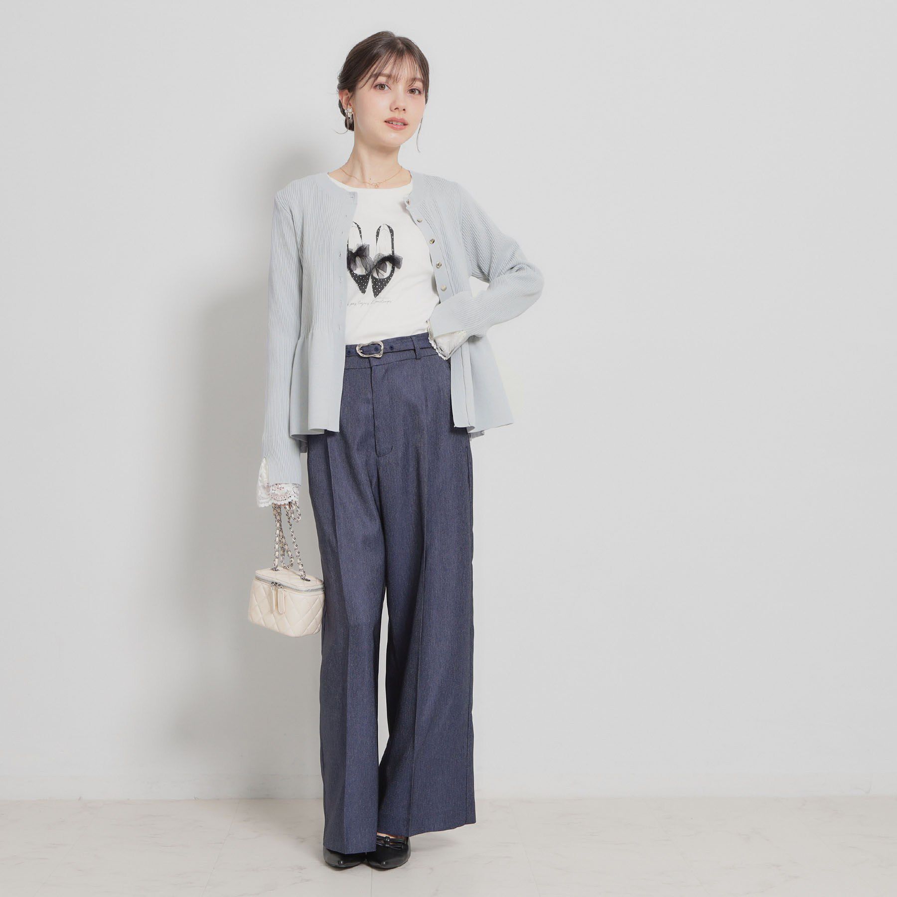 Couture broach「【大人かわいい・洗える】ペプラムニットカーディガン」|カーディガン|