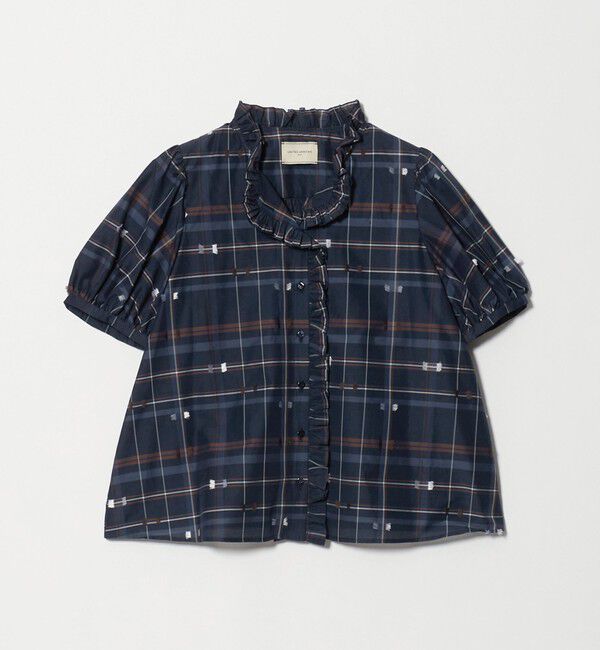 UNITED ARROWS「チェック リボン カットジャガード ブラウス」|シャツ・ブラウス|