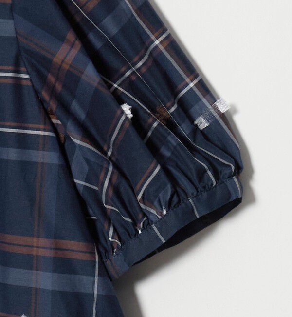 UNITED ARROWS「チェック リボン カットジャガード ブラウス」|シャツ・ブラウス|