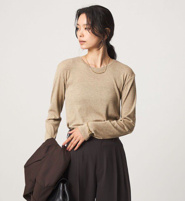 UNITED ARROWS green label relaxing「シャイニーラメ クルーネック ロングスリーブ カットソー」|Tシャツ・カットソー|BEIGE
