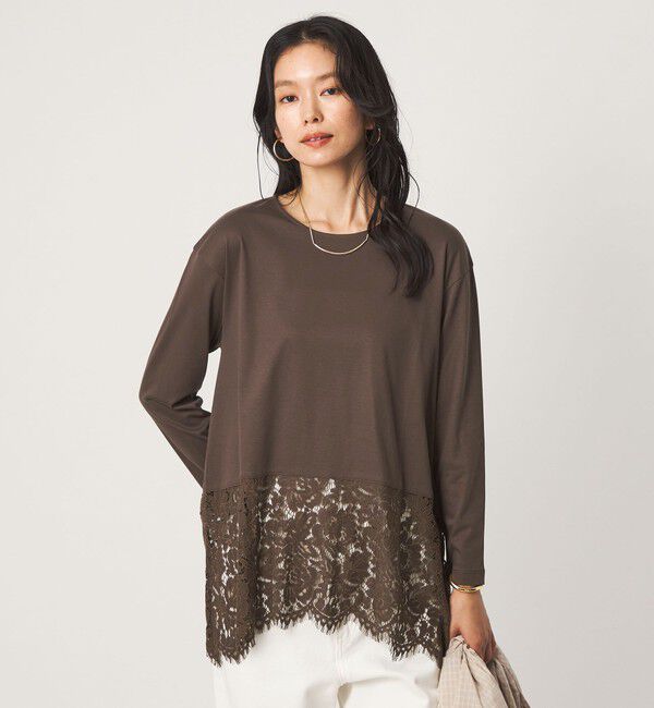 UNITED ARROWS green label relaxing「レース イレヘム プルオーバー カットソー」|Tシャツ・カットソー|DK.BROWN