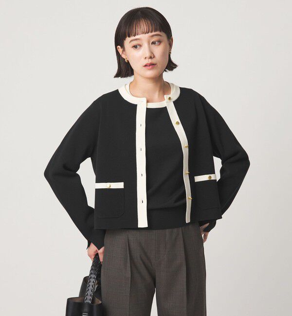 UNITED ARROWS green label relaxing「フォルム ノーカラー ニット カーディガン」|カーディガン|
