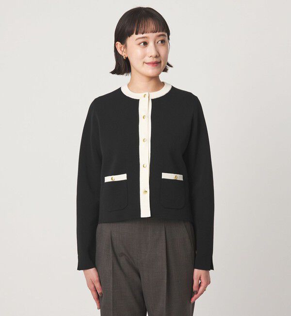 UNITED ARROWS green label relaxing「フォルム ノーカラー ニット カーディガン」|カーディガン|