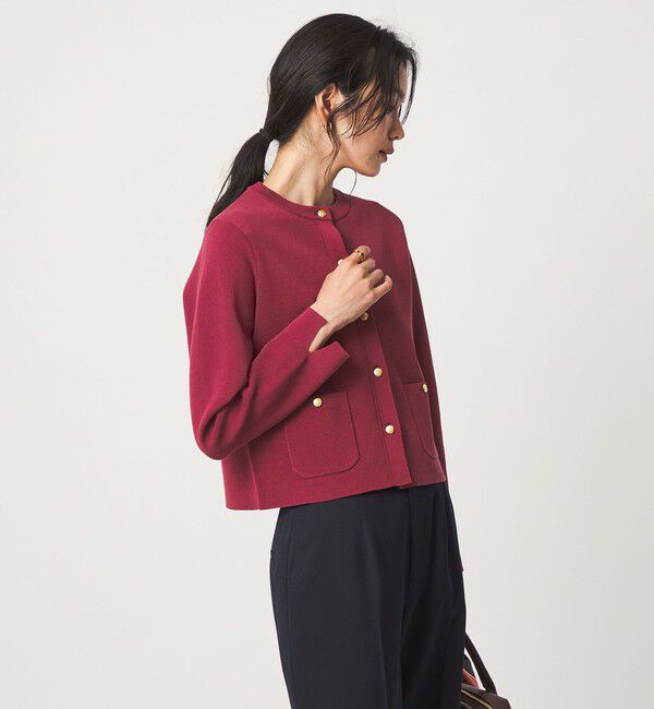 UNITED ARROWS green label relaxing「フォルム ノーカラー ニット カーディガン」|カーディガン|