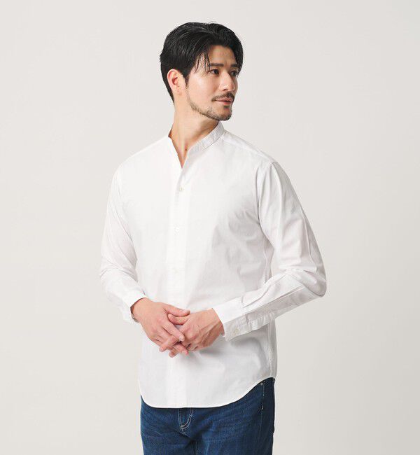 BEAUTY&YOUTH UNITED ARROWS「【WEB限定 WARDROBE SMART】コットン バンドカラー スキッパー シャツ」|シャツ・ブラウス|