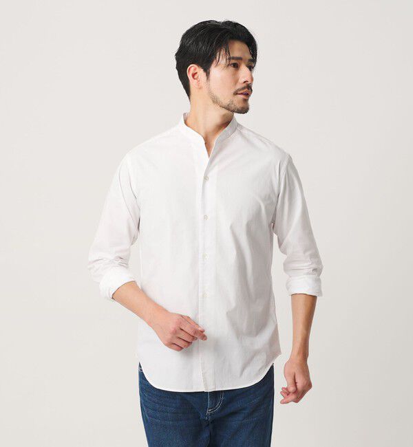 BEAUTY&YOUTH UNITED ARROWS「【WEB限定 WARDROBE SMART】コットン バンドカラー スキッパー シャツ」|シャツ・ブラウス|