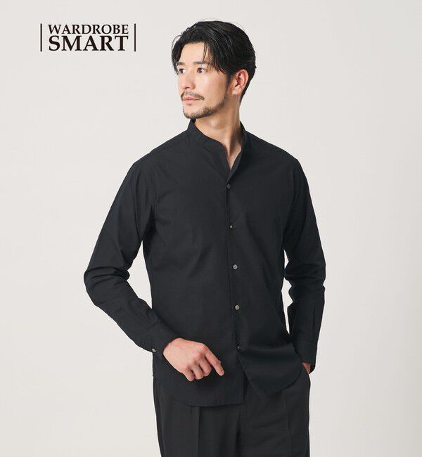 BEAUTY&YOUTH UNITED ARROWS「【WEB限定 WARDROBE SMART】コットン バンドカラー スキッパー シャツ」|シャツ・ブラウス|BLACK