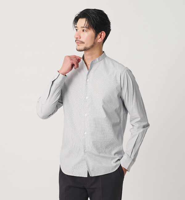 BEAUTY&YOUTH UNITED ARROWS「【WEB限定 WARDROBE SMART】コットン バンドカラー スキッパー シャツ」|シャツ・ブラウス|